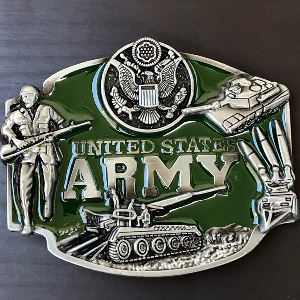 Army military belt buckle removable cowboy men - Picture 1 of 7